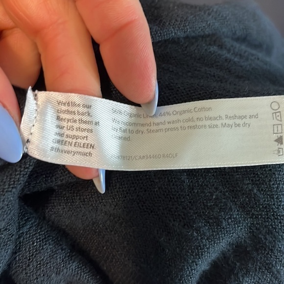 Eileen Fisher Slub Cardigan System Organic Linen Cotton Size Medium Black - Picture 8 of 9